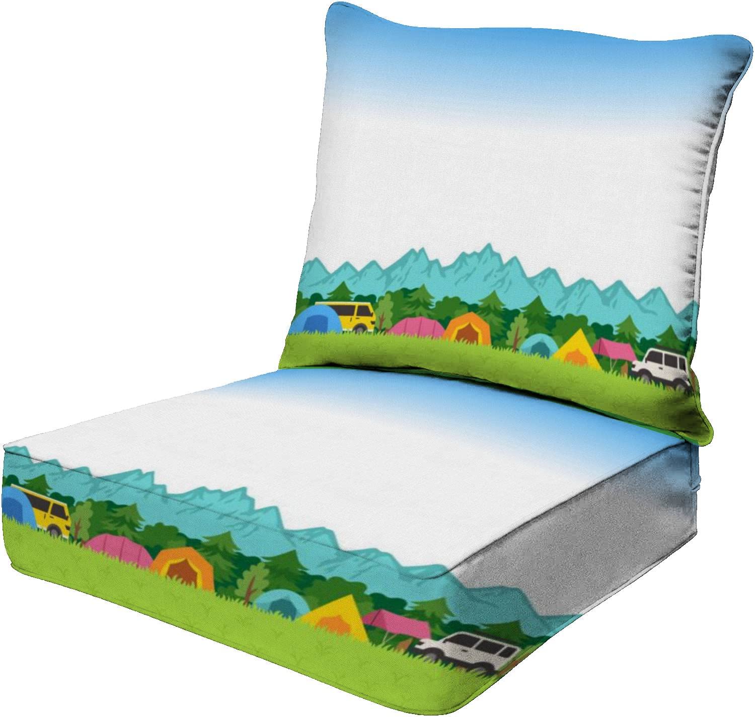 Outdoor & Indoor Deep Seat Cushions - Waterproof Patio Furniture Replacement Cushions for Lounge Chairs, Poolside, Campsite, Forest & Mountain Use - Perfect for Backyard, Deck & Garden Relaxation