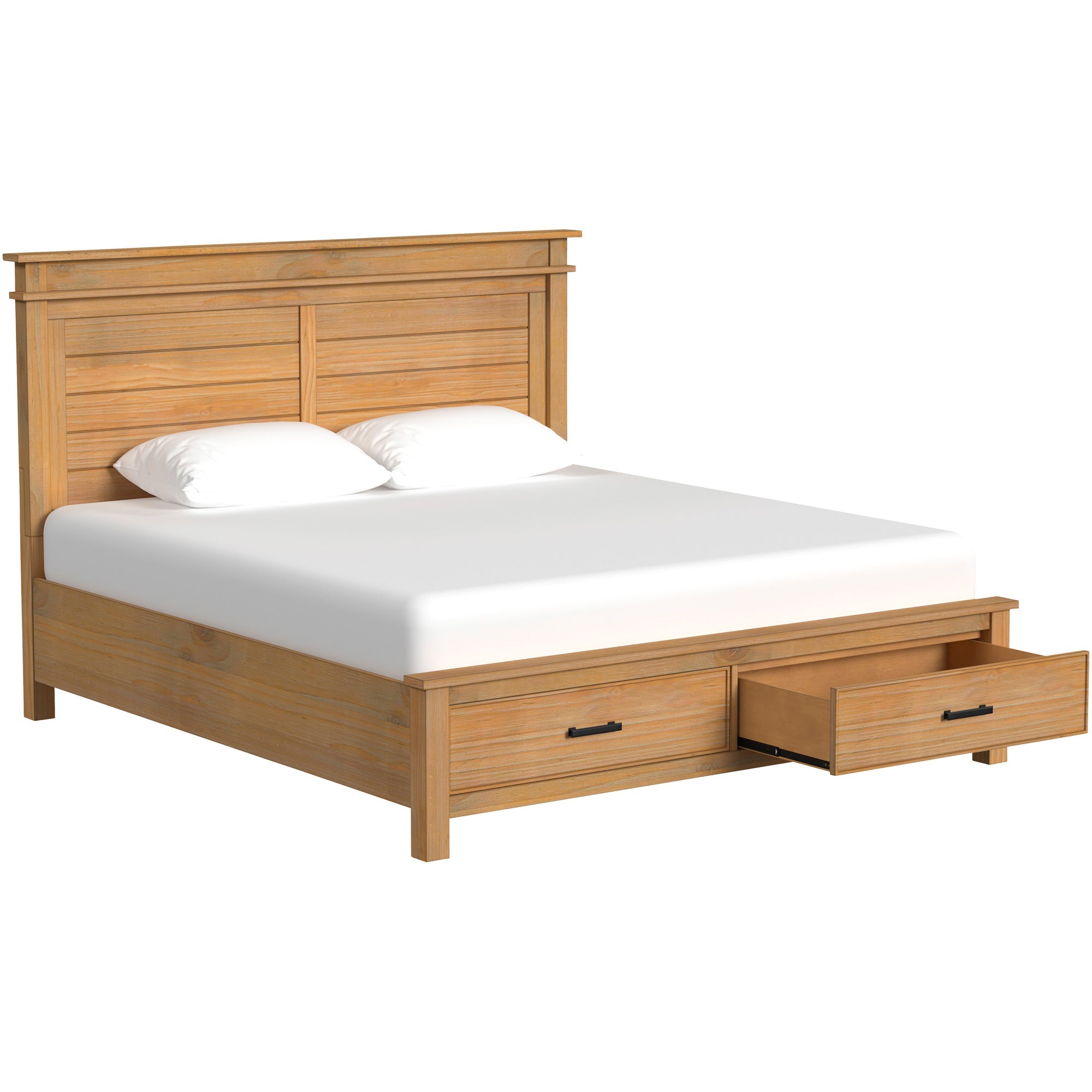 Glacier Point Storage Bed - Queen Size Platform Bed with Underbed Drawers, Modern Bedroom Furniture for Space Saving - Perfect for Small Apartments & Guest Rooms