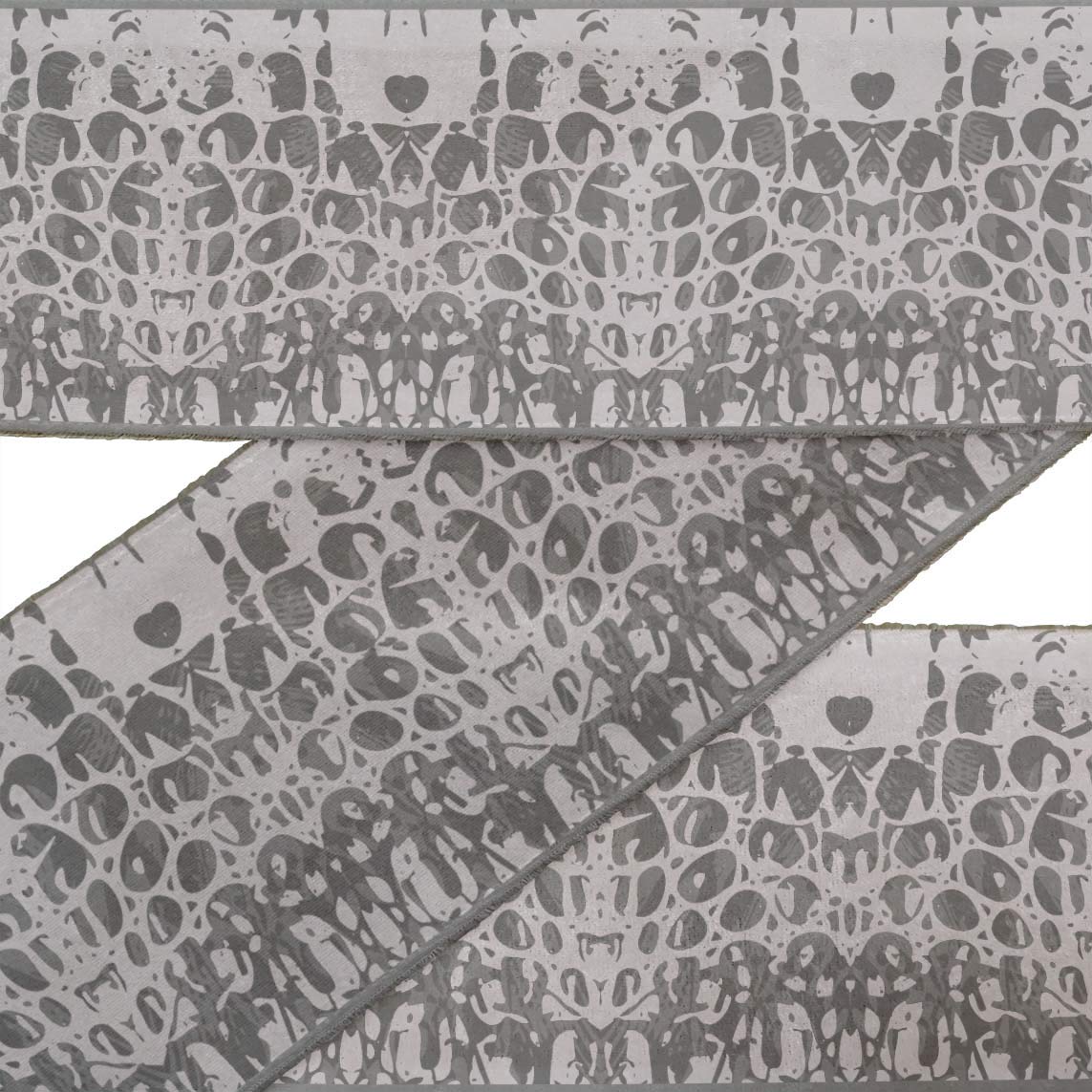 Gray Brush Stroke Abstract Ribbon Trim Tape - 3 Inch x 9 Yard Printed Dupion Fabric Lace for Sewing, DIY Crafts, Scrapbooking & Home Decor Accessories