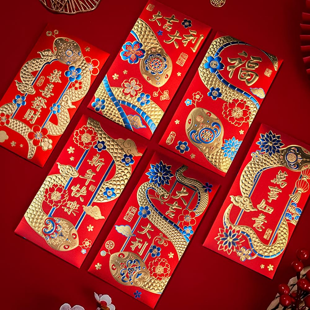 2025 Chinese New Year Red Envelopes - 36Pcs Lucky Money Packets (3.5