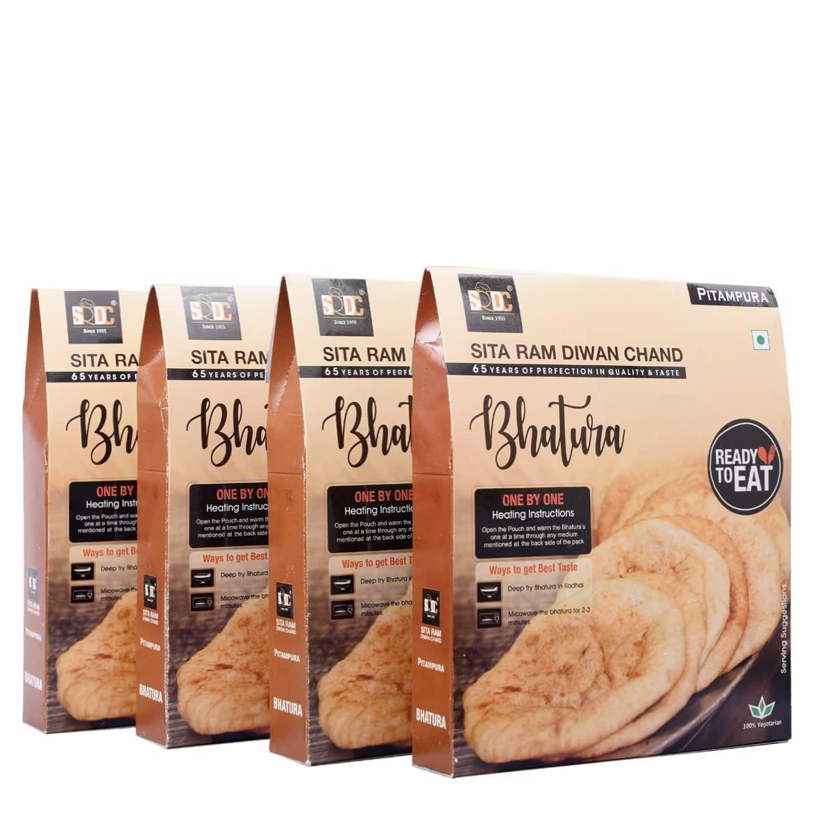Ready To Eat Bhature 300g - Natural Vegetarian Snacks (Pack of 4) for Quick Meals