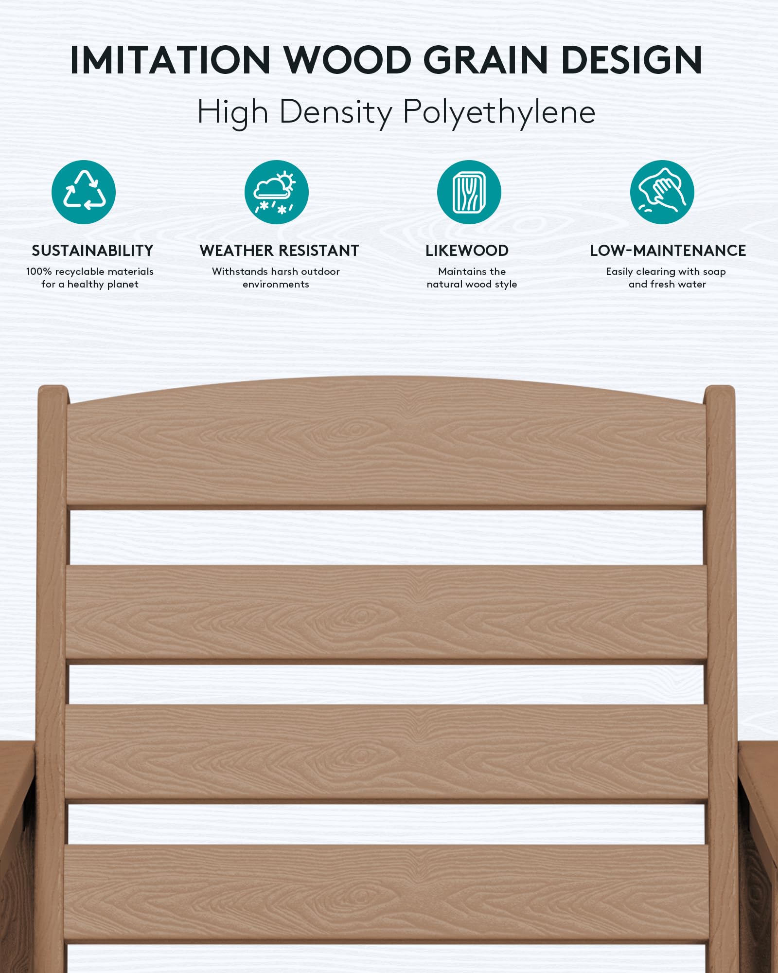 SERWALL 3-Piece Outdoor Bar Set - Adirondack Bar Height Chairs (Set of 2) & Matching Table - Brown Patio Furniture for Balcony, Bistro, Poolside & Backyard - Perfect for Relaxing, Entertaining & Outdoor Dining