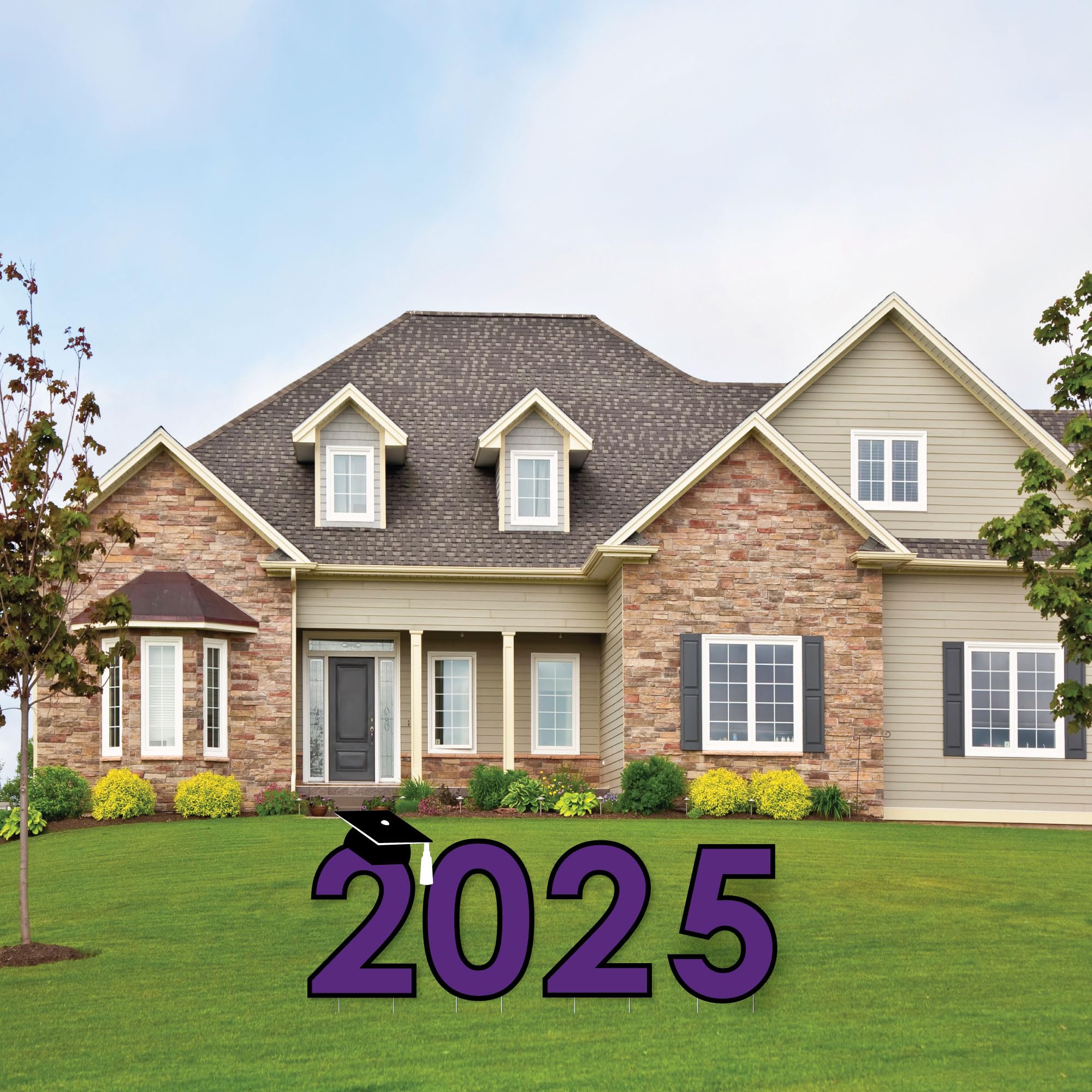 Big Dot of Happiness Purple 2025 Graduation Party Yard Signs - Durable Outdoor Lawn Decorations for High School & College Graduates - Perfect for Backyard Celebrations, Photo Backdrops & Commencement Decor