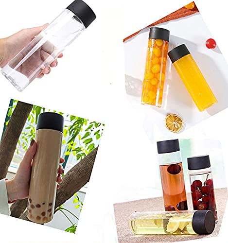 Vipolish 2-Pack 12oz (350ml) Clear Plastic Juice Bottles with Black Lids - Empty Smoothie Bottles for Juice, Milk & Homemade Drinks - Perfect for Meal Prep, Healthy Beverages & On-the-Go Hydration