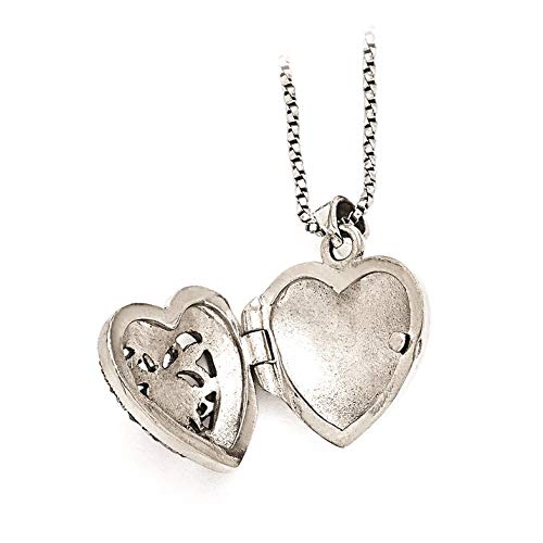 925 Sterling Silver Marcasite Heart Locket Necklace with 18 Inch Chain - Elegant Jewelry Gift for Women, Perfect for Valentine's Day, Anniversary & Special Occasions