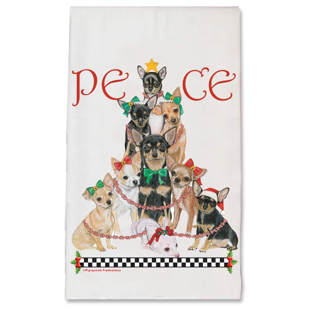 Chihuahua Peace Tree Christmas Kitchen Towel - Holiday Pet Gifts for Dogs, Festive Home Decor, Cozy Kitchen Accessories | Perfect for Christmas Decorations, Pet Lover Presents & Holiday Hostess Gifts