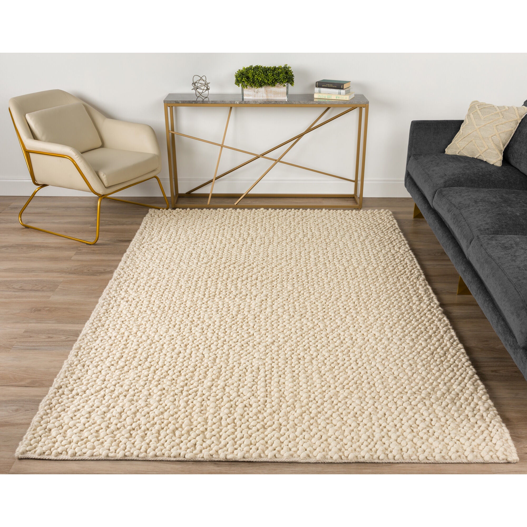 Gorbea Latte Area Rug - Soft Plush Shag Carpet for Living Room, Bedroom, Home Decor - Cozy Boho Chic Floor Mat for Home & Office