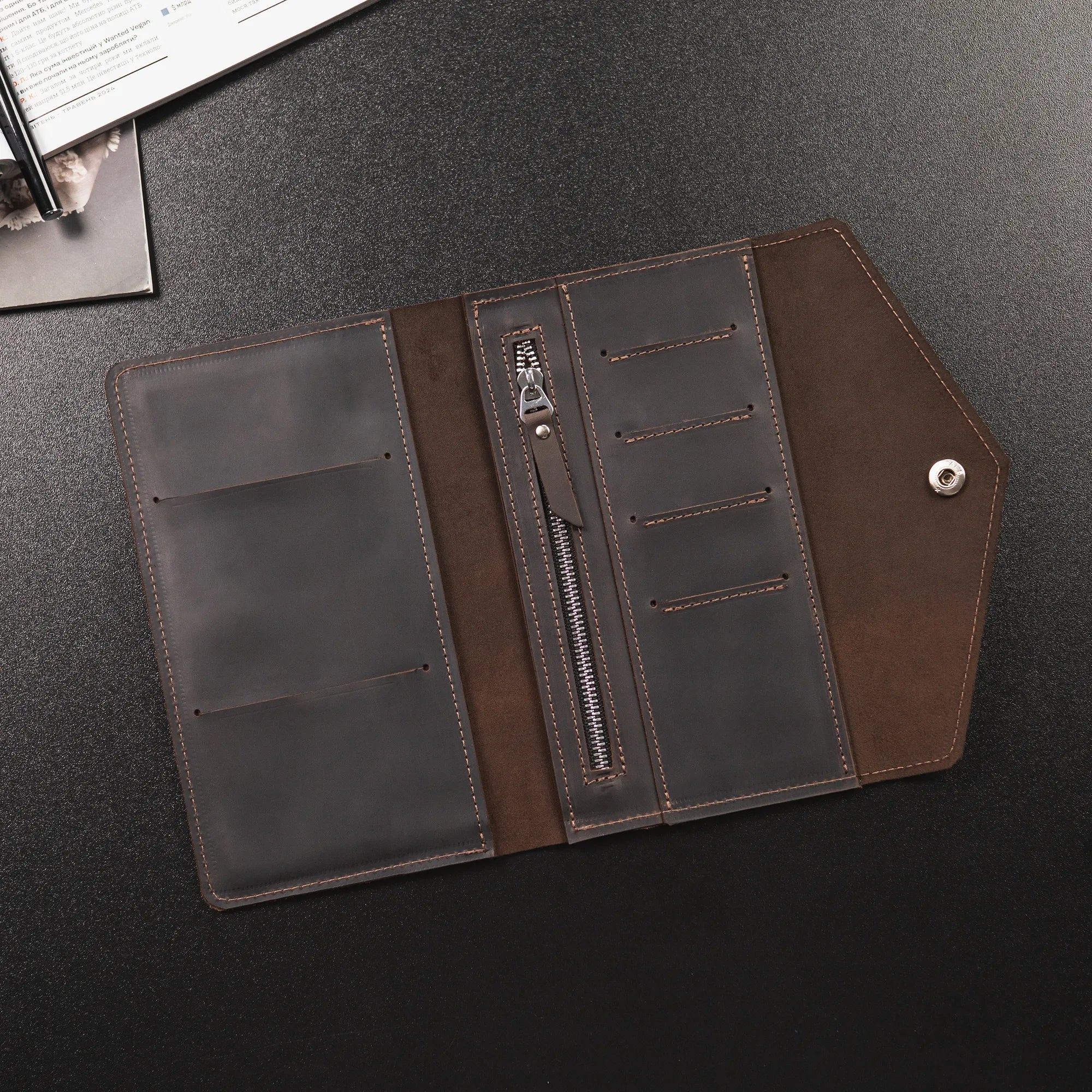 Genuine Leather Travel Wallet for Men & Women - RFID Blocking Passport Holder & Credit Card Organizer - Perfect for Airplane, Business Trips & Vacation Travel Accessories