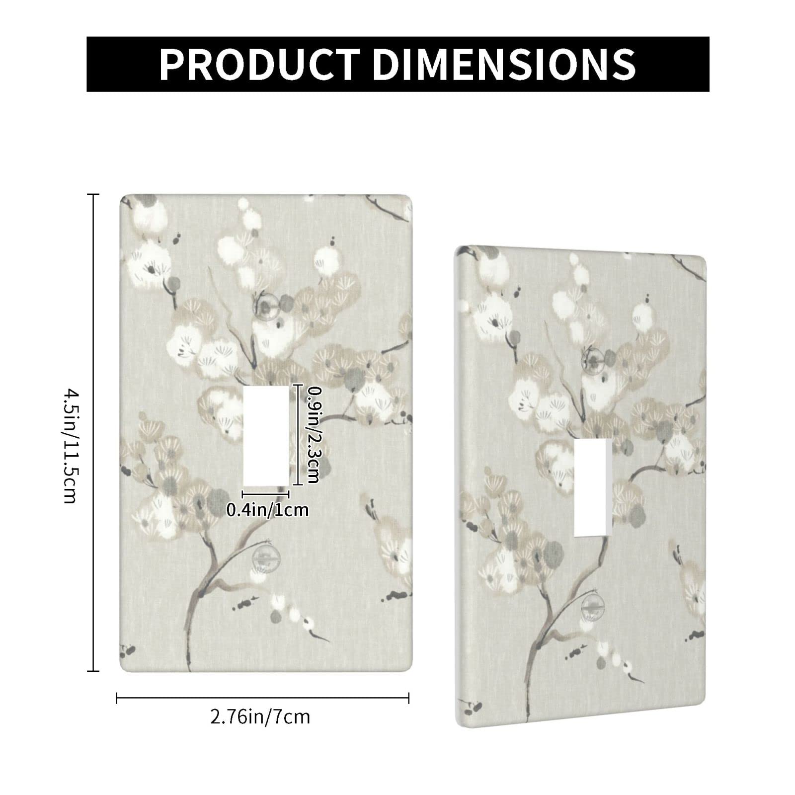 Decorative Taupe Floral Light Switch Cover - Single Toggle Wall Plate (4.5