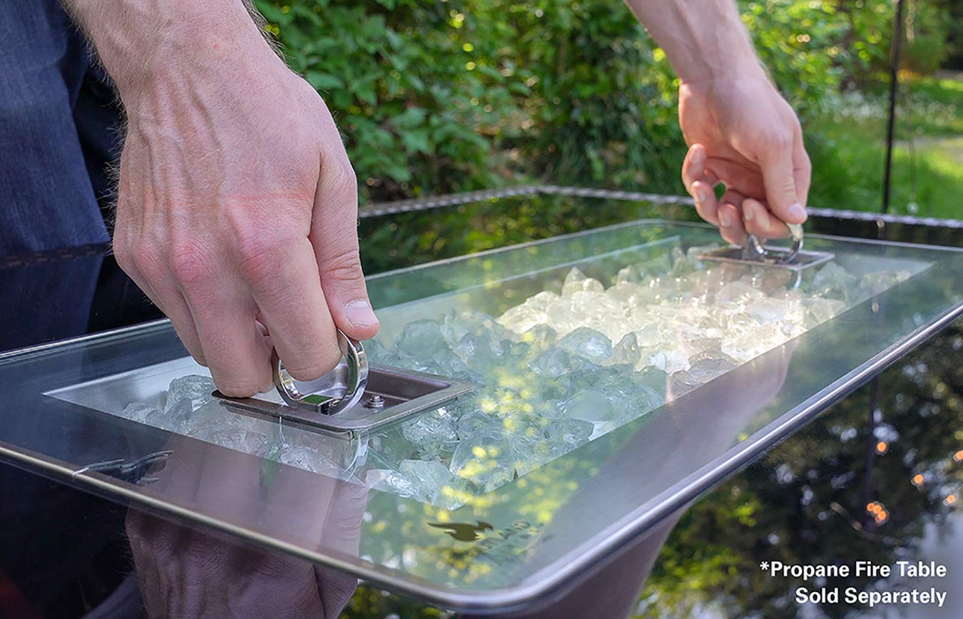 Outdoor Propane Fire Pit Table Accessories Set - Tempered Glass Lid, Wind Guard & Waterproof Cover for Series 401/403 | Perfect for Patio, Backyard & Camping Fire Pit Tables