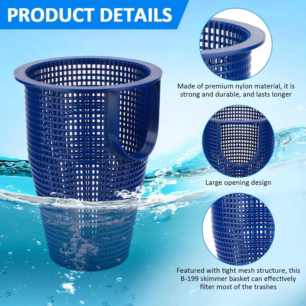 Pentair Whisperflo & Intelliflo Pump Strainer Basket Replacement (Model 91110040, 070387, B-199, B199) - Durable Pool Pump Filter Basket for Clean Water Circulation - Perfect for Inground & Above Ground Swimming Pools