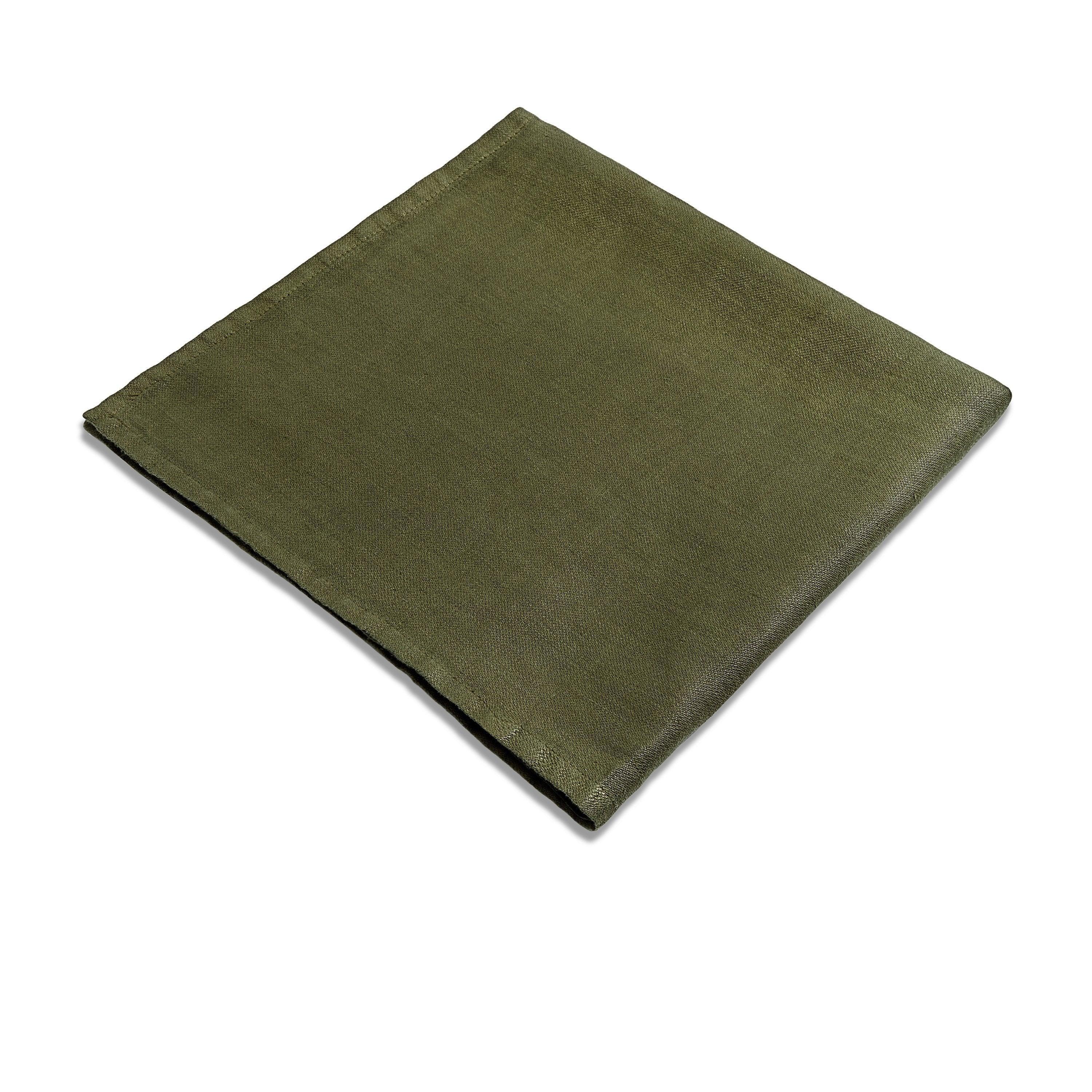 Premium Linen Sateen Napkins Set of 4 - Soft Olive Green Table Linens for Fine Dining, Dinner Parties & Elegant Home Decor