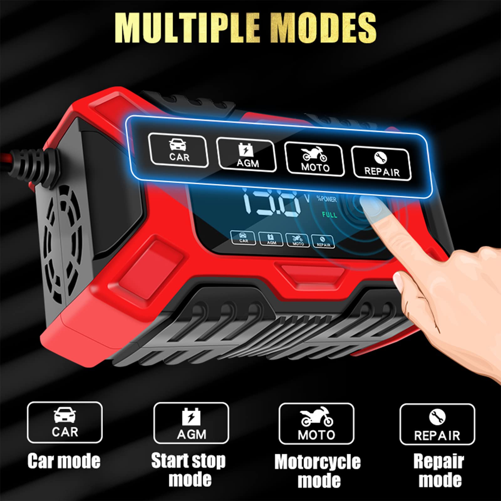 SinoTrack 6-Amp 12V Smart Automatic Battery Charger Maintainer - Car, Truck, Motorcycle, Lawn Mower, Boat Marine Lead Acid Battery Charger - Perfect for Winter Storage & Long-Term Vehicle Maintenance