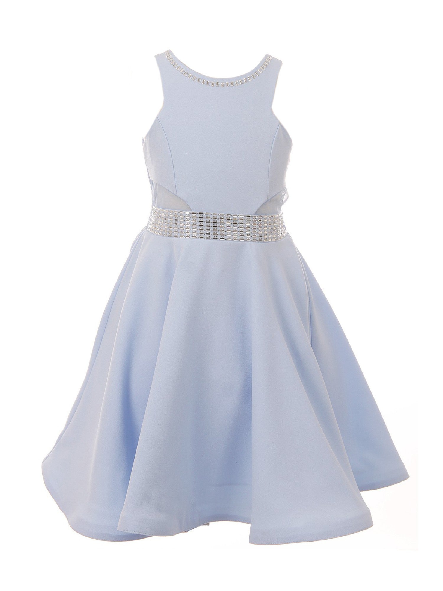Big Girls Blue Studded Fitted Junior Bridesmaid Dress Size 8-16 | Formal Occasion, Wedding Party, Prom, Special Events