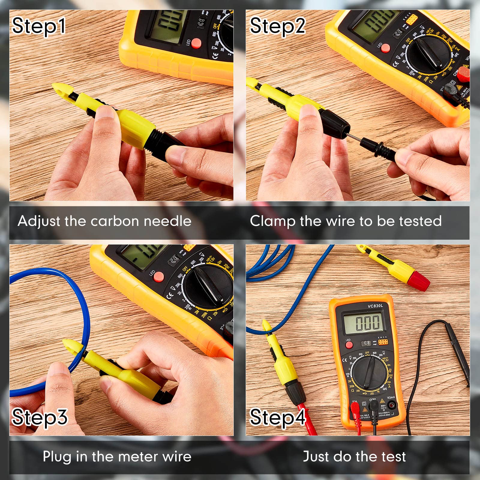 Konohan Wire Piercing Tool Set - 4 Piece 2mm Insulation Piercing Probe Kit for Multimeter, Voltage Voltmeter & Thermometer Testing | Electrical Circuit Diagnosis, HVAC Repair, Automotive Wiring Maintenance