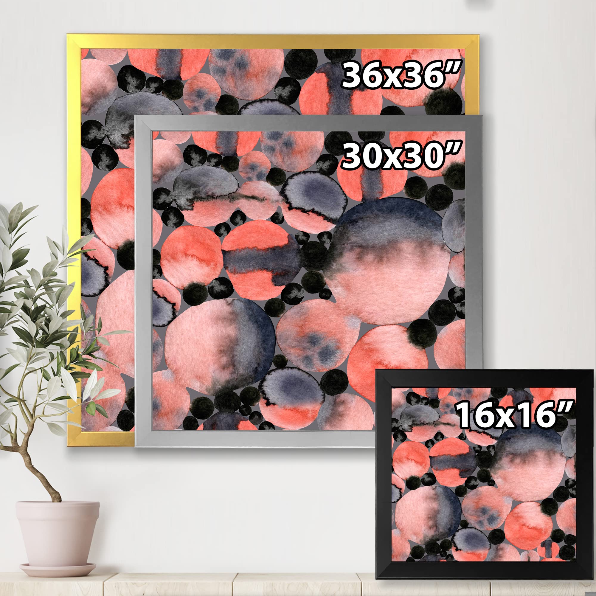 Abstract Geometric Polka Dots Modern Framed Wall Art - Contemporary Home Decor for Living Room, Bedroom & Office