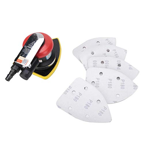Air Orbital Sander - Triangular Pneumatic Polishing Tool with 5Pcs 90x130mm Sandpaper for Wood, Metal, Paint & Electronics | Perfect for Furniture Refinishing, Auto Body Work & DIY Projects