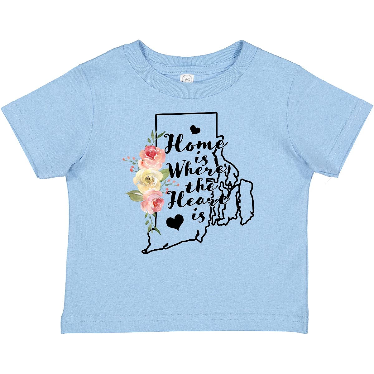 Inktastic Rhode Island Home is Where The Heart is Watercolor Baby T-Shirt - Cute Graphic Tee for Infants & Toddlers - Perfect for Family Outings, Photo Shoots & Casual Wear
