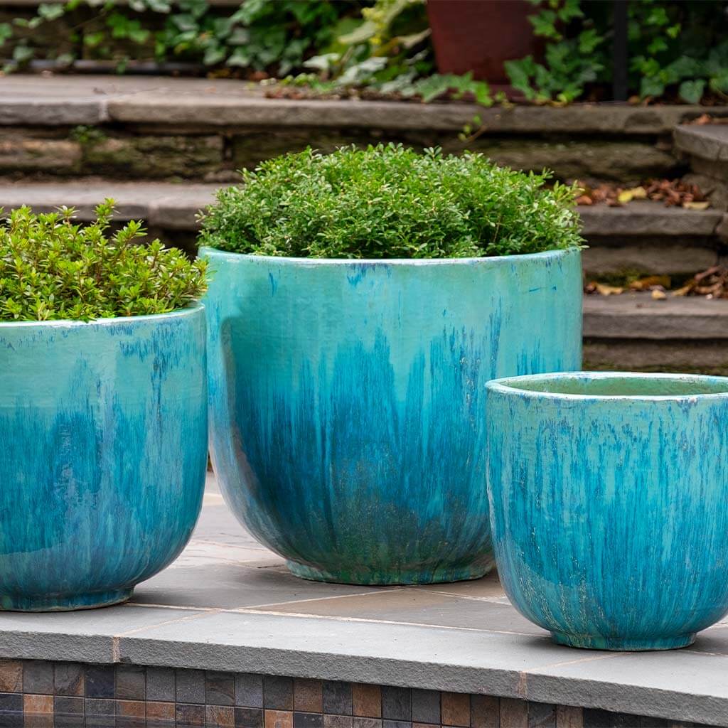 Campania International Mara Planter Set of 3 - Antigua Finish - Indoor/Outdoor Flower Pots for Patio, Garden & Home Decor