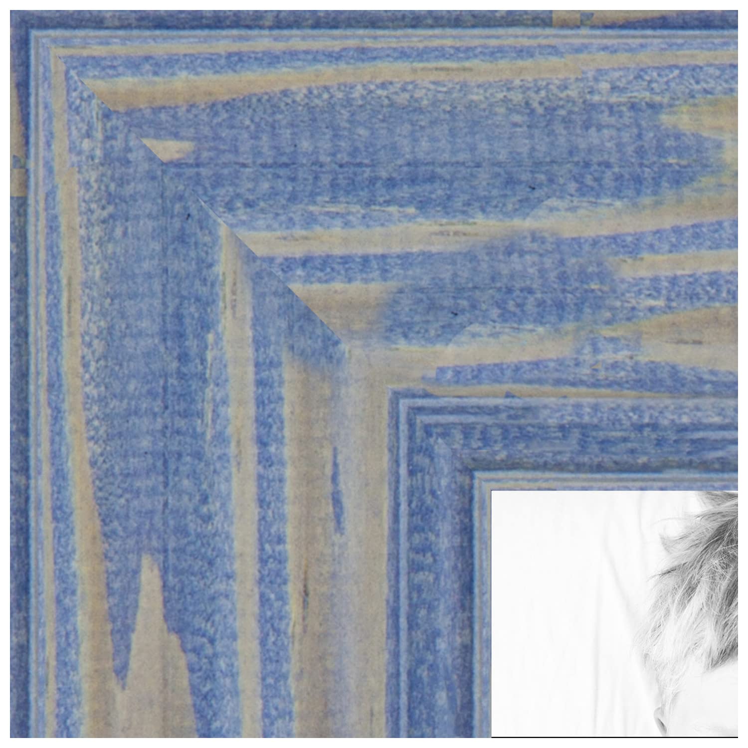 ArtToFrames 19x37 Inch Blue Wood Picture Frame - 1.5 Inch Custom Poster Frame for Art & Photos with Shatter-Resistant Acrylic - Perfect for Home Decor, Office Wall Display & Gift Giving