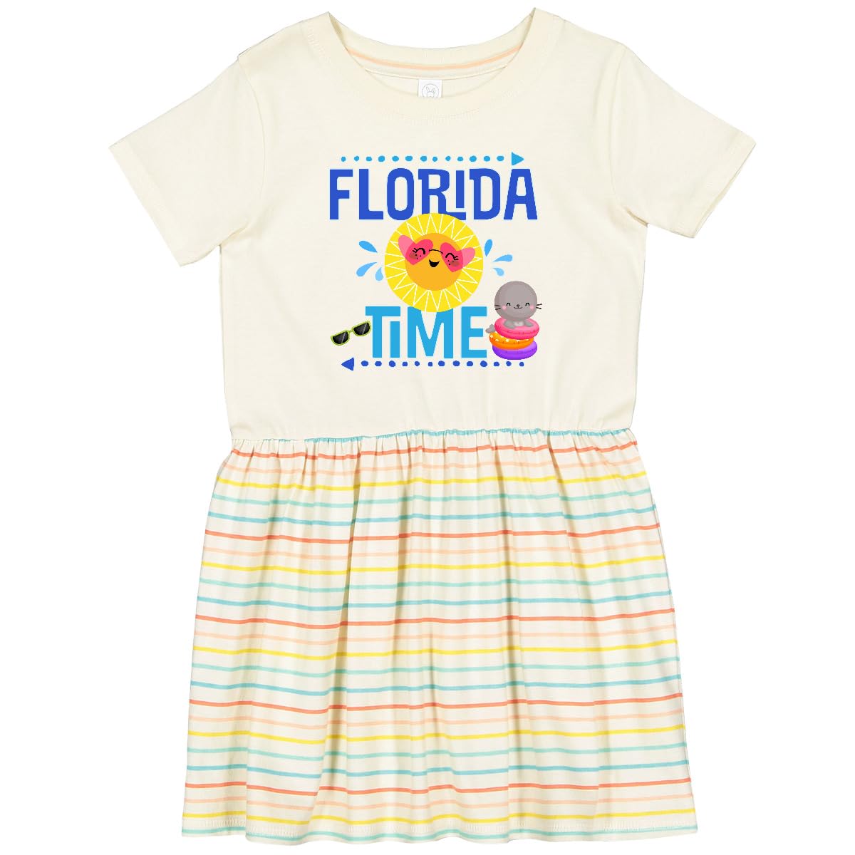 Inktastic Florida Time Summer Vacation Toddler Dress - Cute Girls' Short Sleeve Outfit for Beach, Travel & Family Photos