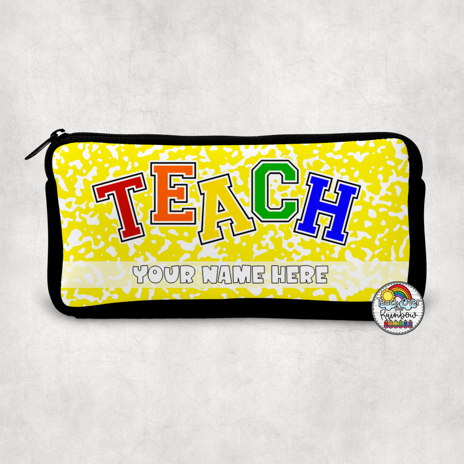Bright Yellow TEACH Pencil Case - School Supplies Organizer for Students, Teachers & Office Use - Perfect for Classroom, Homework & Travel Accessories Storage