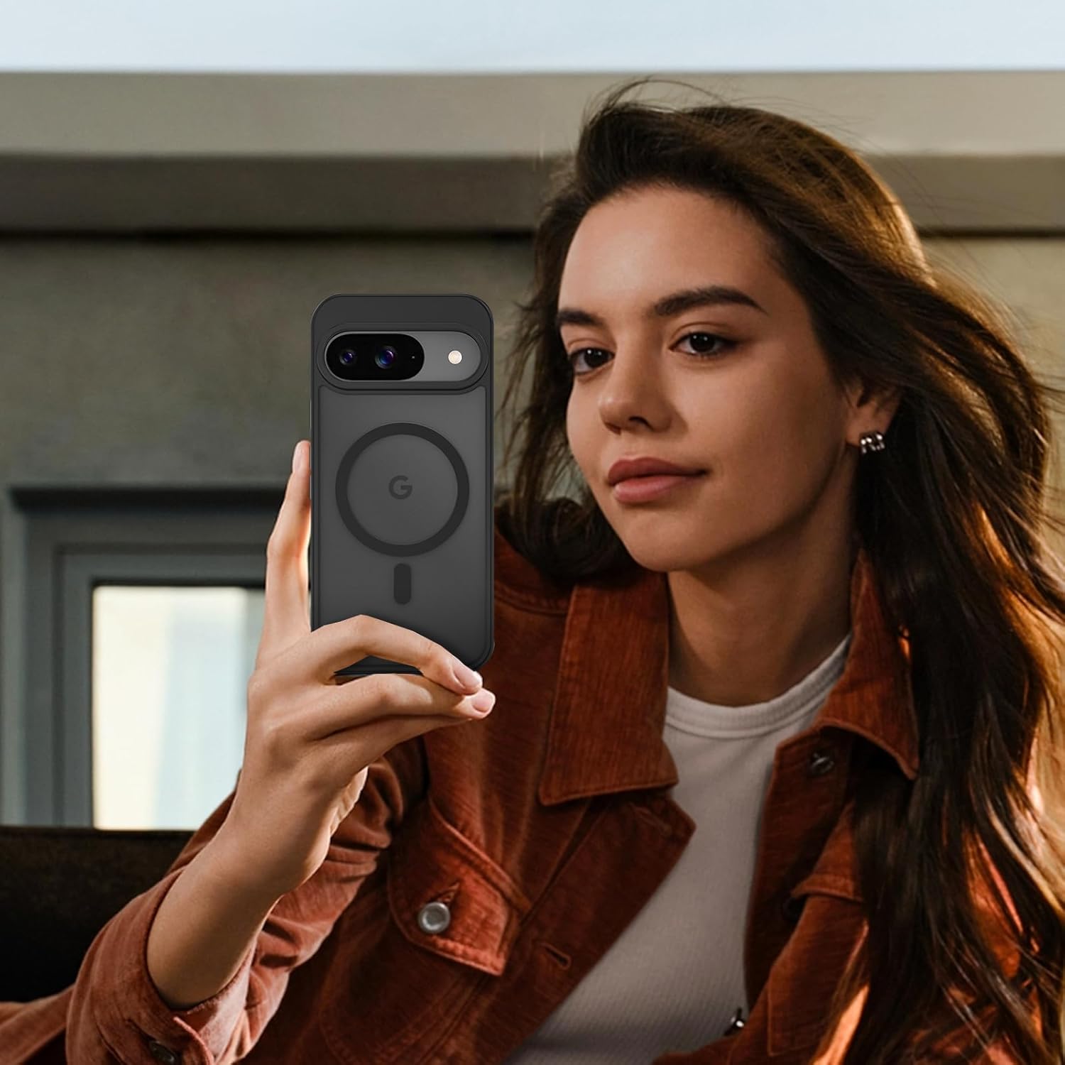 Google Pixel 9 / Pixel 9 Pro Case with Privacy Screen Protector - 6.3 Inch Clear Protective Phone Cover for Everyday Use, Travel & Work