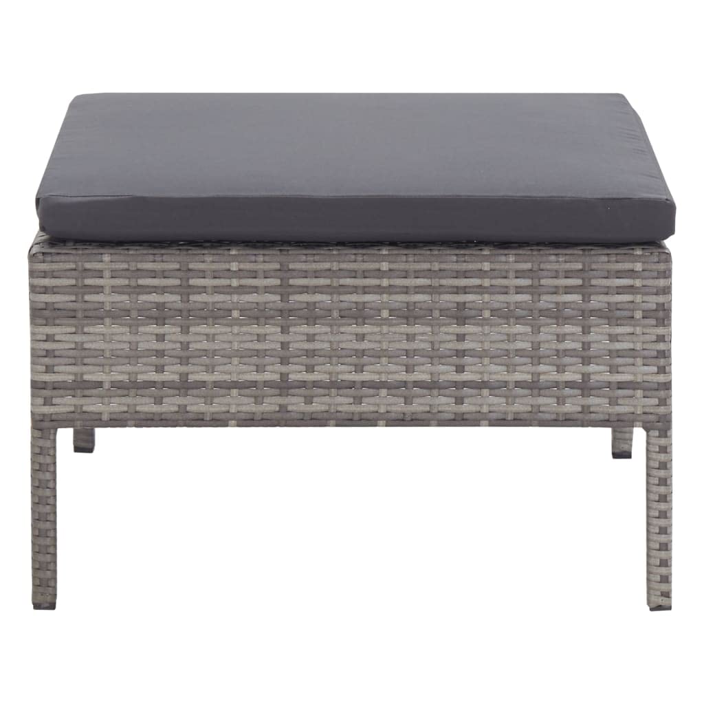 3-Piece Gray Poly Rattan Patio Lounge Set with Cushions - Outdoor Garden Furniture for Backyard, Poolside & Balcony Relaxation