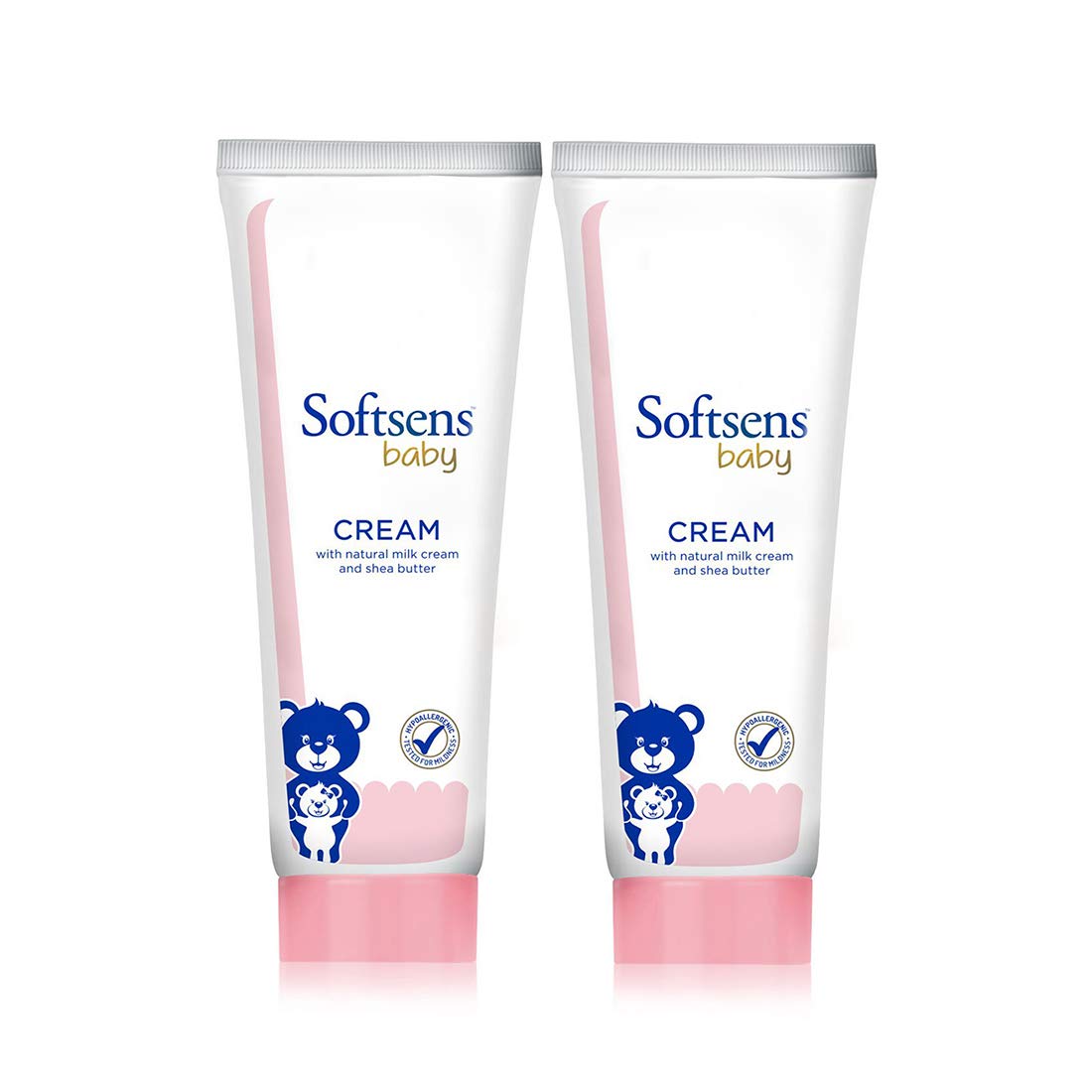 Softsens Baby Rich Moisturizing Cream - Natural Milk Cream & Shea Butter for Dry Skin | Hypoallergenic, Paraben-Free, Dermatologist Tested | 100g (Pack of 2) | Perfect for Daily Baby Care & Eczema Relief