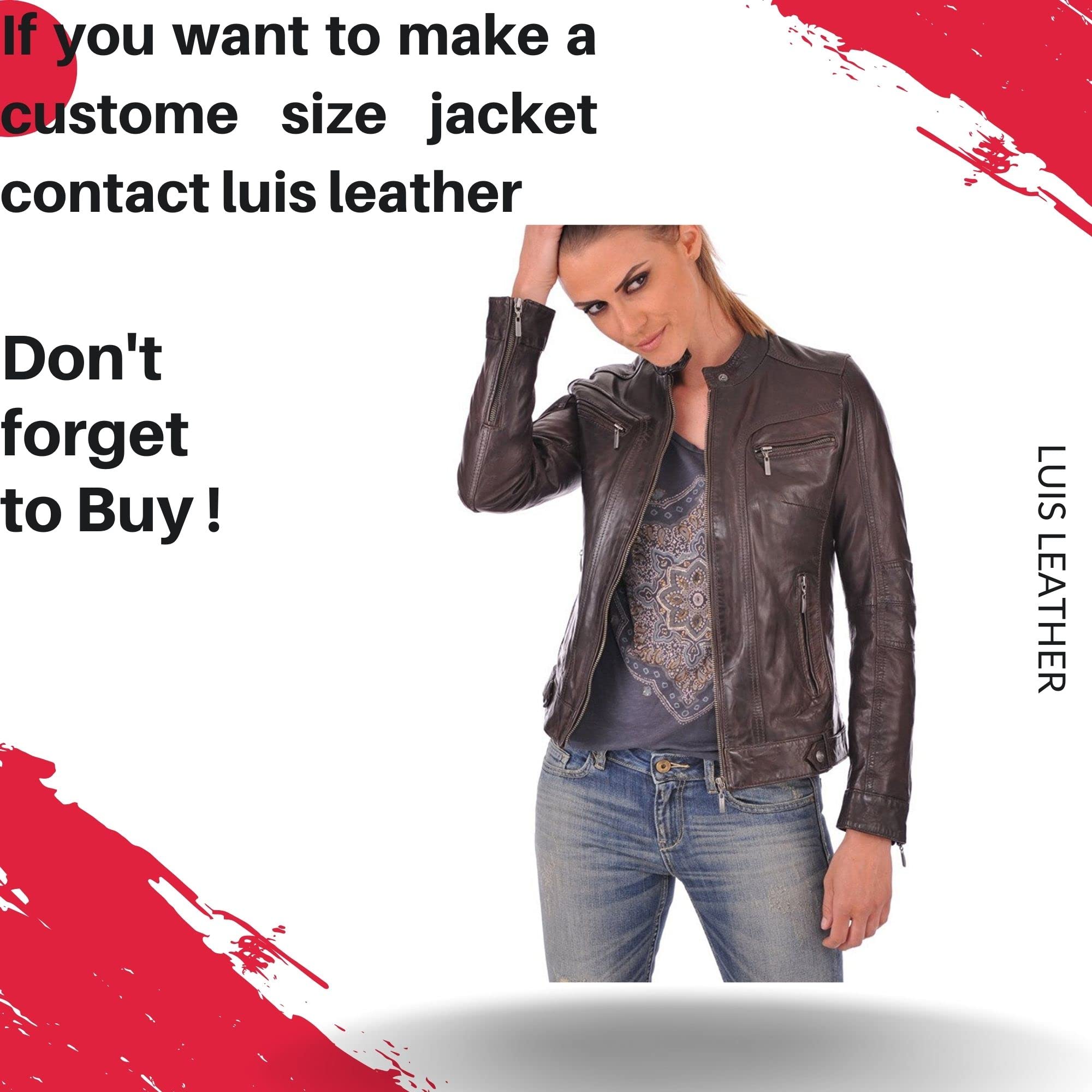 Luis Women's Lambskin Leather Jacket - Stylish Motorcycle Bomber & Biker Jacket for Women | Perfect for Riding, Casual Outfits & Night Out