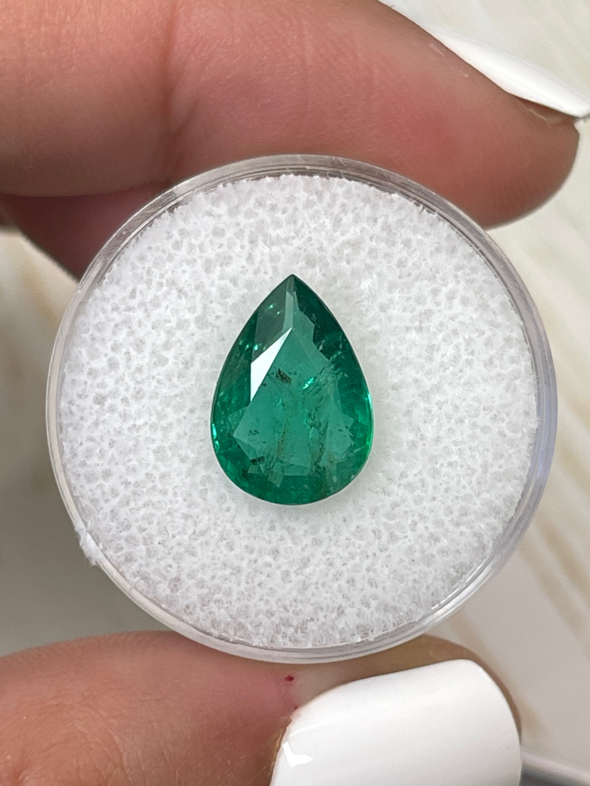 3.44 Carat Natural Zambian Emerald Pear Cut Loose Gemstone - 13x9mm Freckled Green Emerald for Jewelry Making, Engagement Rings & Collector's Gems