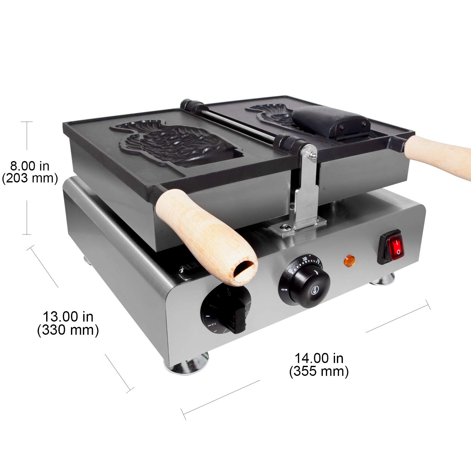 Electric Taiyaki Fish Waffle Maker Machine - Nonstick Coating Commercial-Grade 110V for Home & Business Use - Perfect for Japanese Street Food, Dessert Shops, and Party Snacks