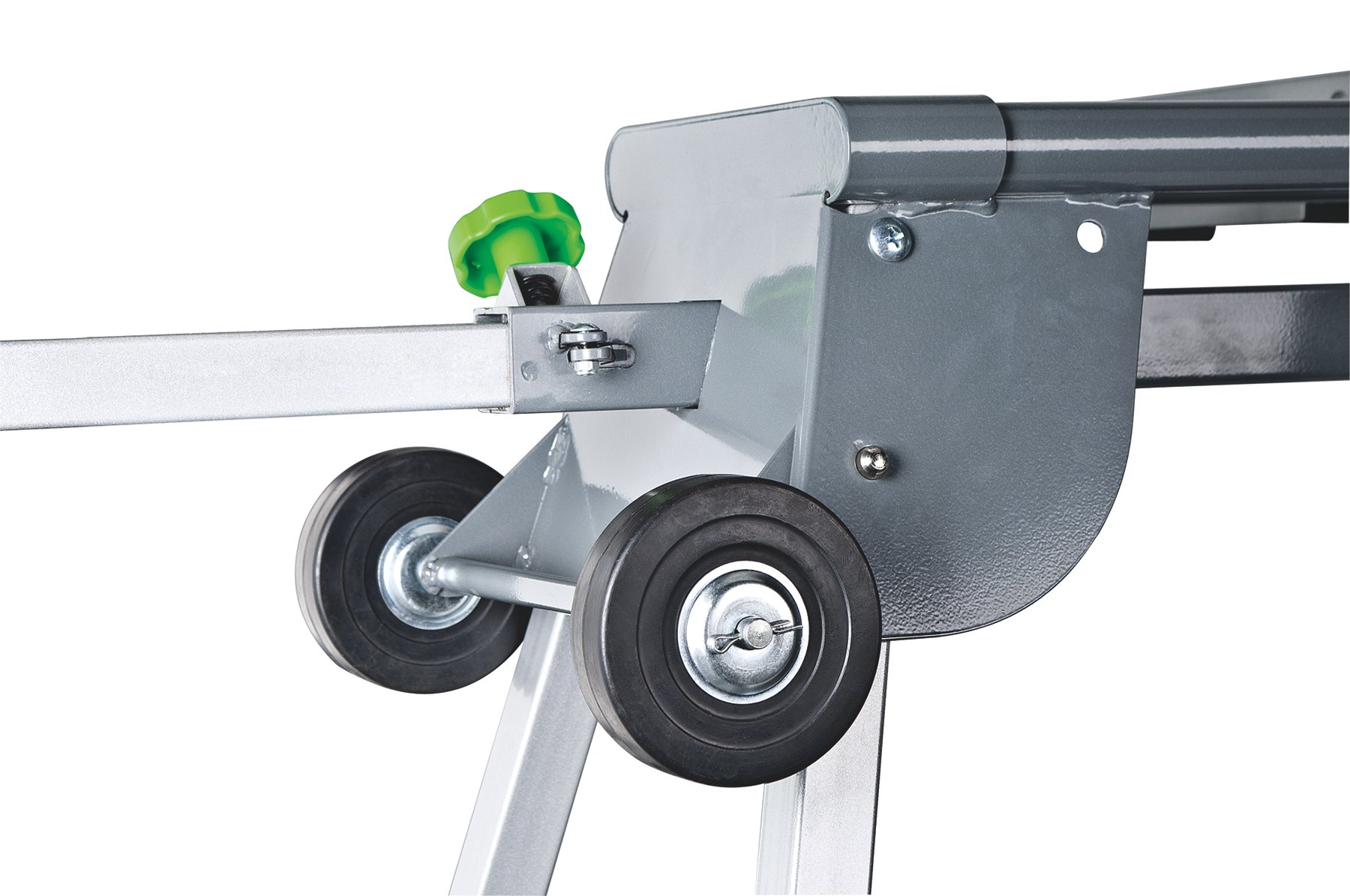 Genesis GMSS400W Heavy-Duty Folding Miter Saw Stand - Universal Quick-Release Mounting Brackets, Tool-Free Adjustments & Wheels - All-Steel Construction for Woodworking & Construction Sites (Gray) - Perfect for DIY Projects, Carpentry & Professional Job Sites