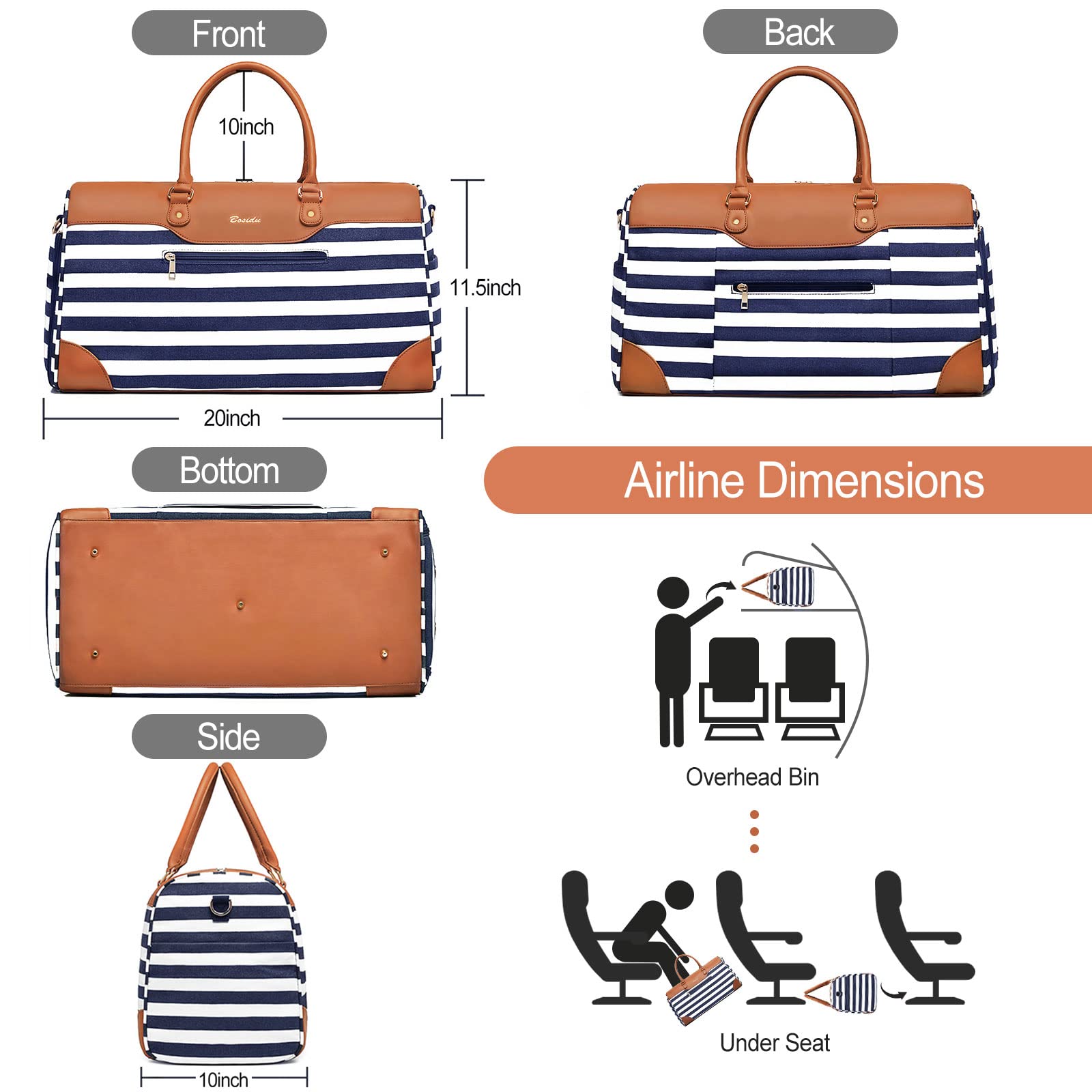 Stylish Women's Canvas Weekender Bag with Shoe Compartment - Large Travel Duffel for Overnight Trips, Business Travel, Gym & Sports | Perfect Carry-On for Daily Use & Weekend Getaways