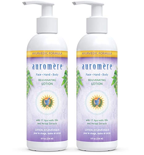 Auromere Ayurvedic Hand Face & Body Lotion - Vegan, Cruelty-Free, Natural, Non-GMO Moisturizer for Dry Skin - Paraben & Sulfate Free (8 fl oz, 2 Pack) - Perfect for Daily Hydration & Spa-Like Self-Care