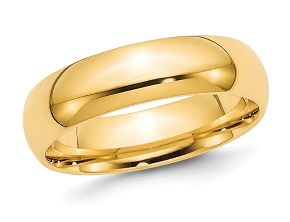 Men's 6mm Yellow Gold Plated Sterling Silver Wedding Band Ring - Perfect for Engagements, Anniversaries & Everyday Wear