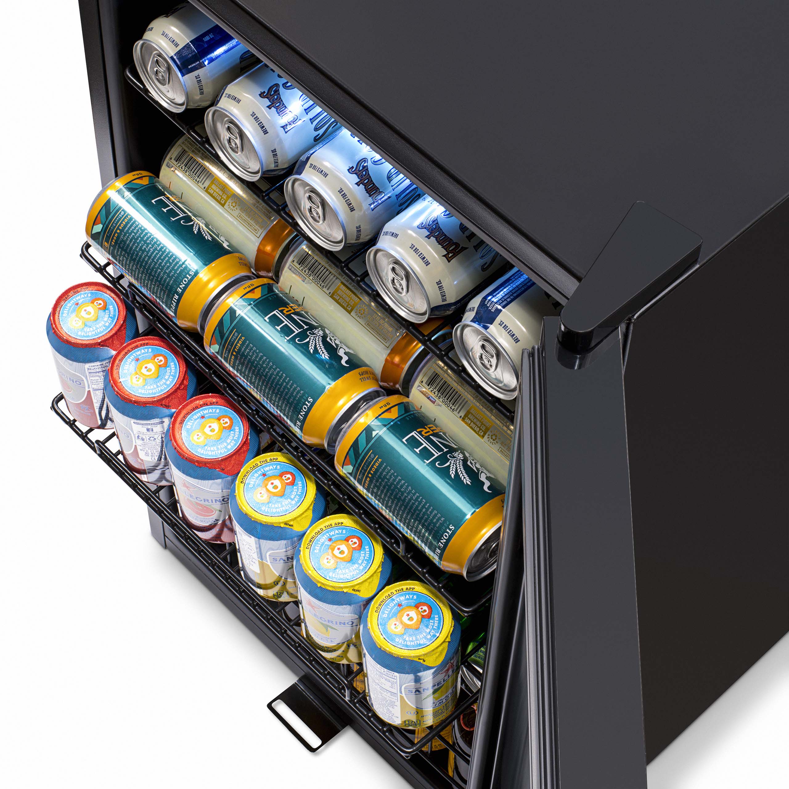 Newair® 126 Can Freestanding Black Beverage Refrigerator - 18.8 Inch Compact Drink Cooler for Beer, Soda & Wine - Perfect for Home Bar, Office, or Man Cave