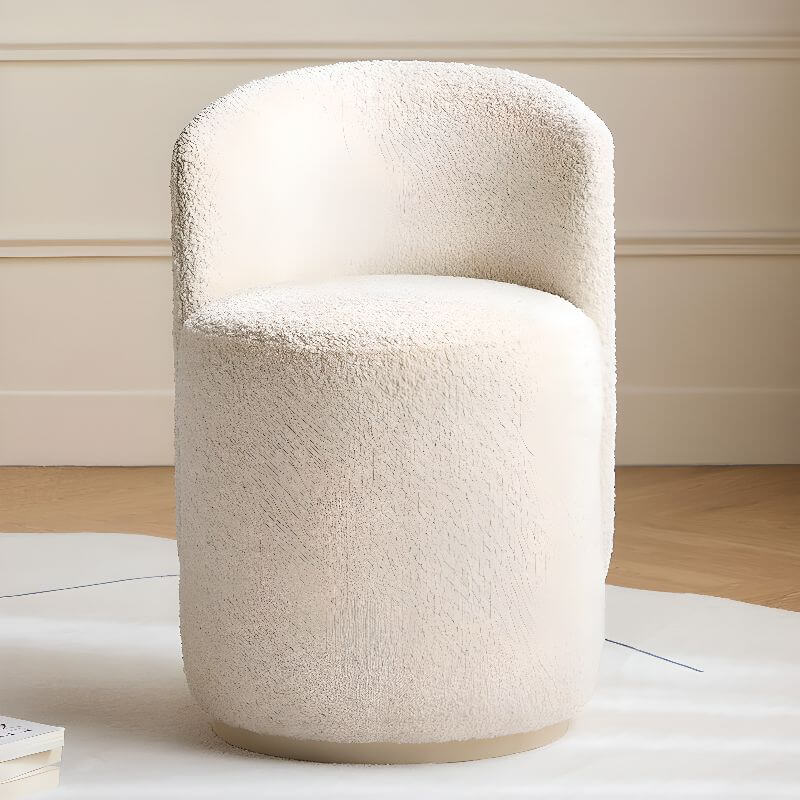 Modern Solid Color Chalk Accent Stool with Upholstered Seat & Drum Base - Stylish Home Decor for Living Room, Bedroom or Entryway