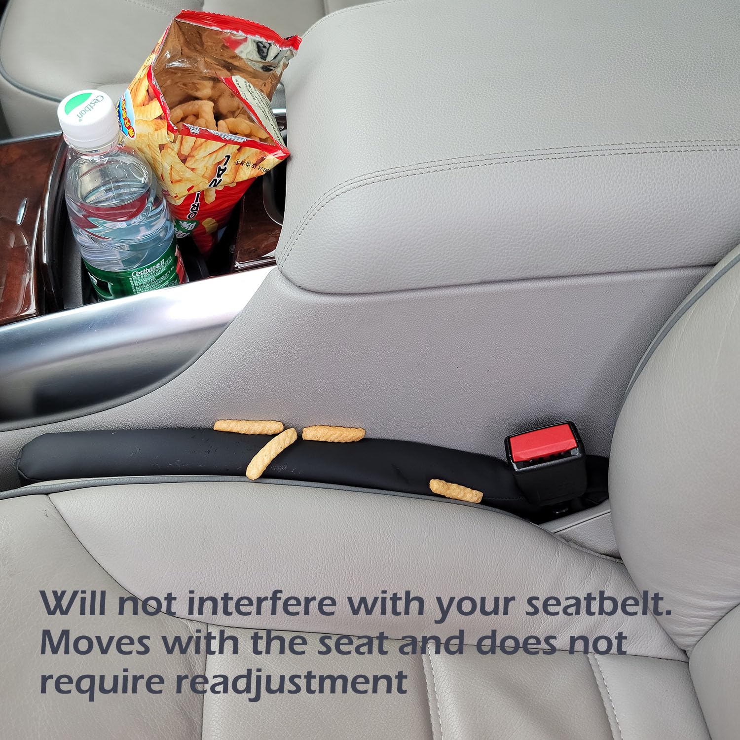 Universal Car Seat Gap Filler for SUV, Truck & Sedan - Black Leather Organizer (2-Pack) | Prevents Items from Falling Between Seats & Console | Perfect for Phones, Keys, Wallets & Small Essentials