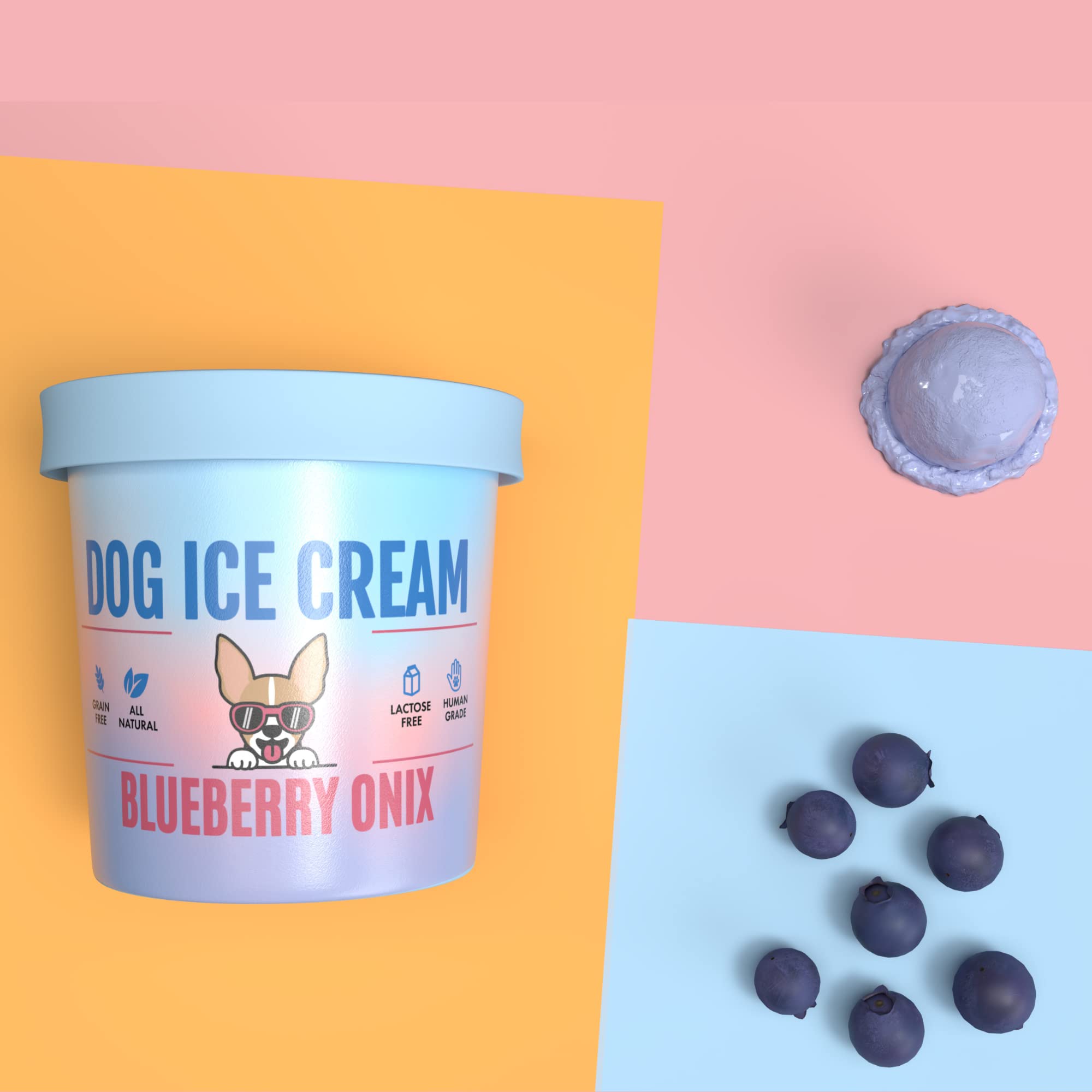 Healthy Dog Ice Cream Mix - Blueberry Flavor, All-Natural Frozen Dog Treats for Summer, Birthdays & Special Occasions - Perfect for Cooling Down Your Pup on Hot Days