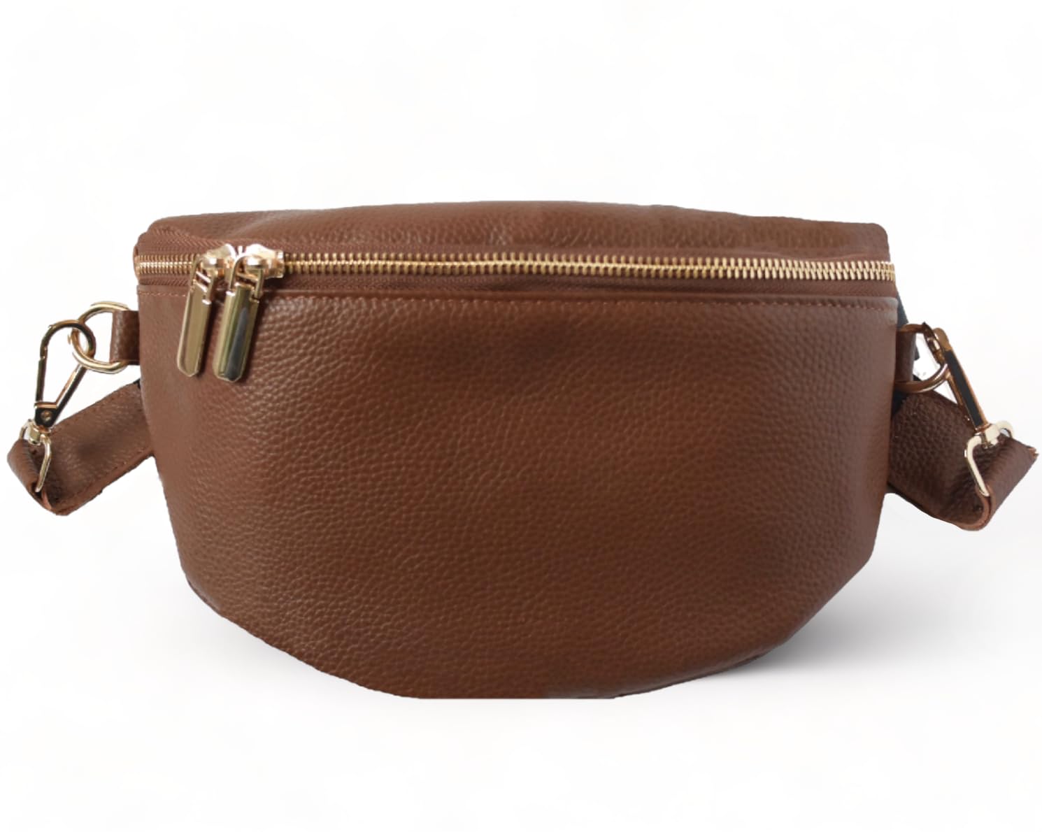 Trendy Women's Leather Fanny Pack Crossbody Bag - Small Sling Purse for Travel, Hiking & Everyday Use - Nutmeg Color Belt Bag (Vacation Essentials)