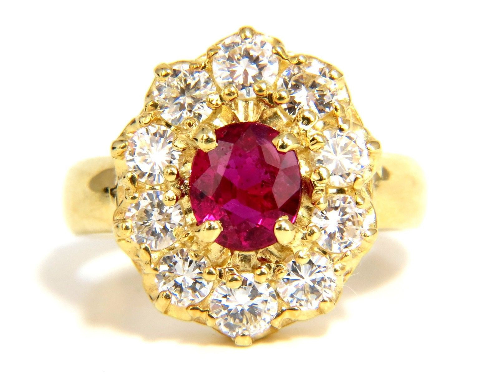 2.30CT GIA Certified Natural Red No Heat Ruby & Diamond Cluster Ring in 18KT Gold – Perfect for Engagement, Anniversary & Special Occasions