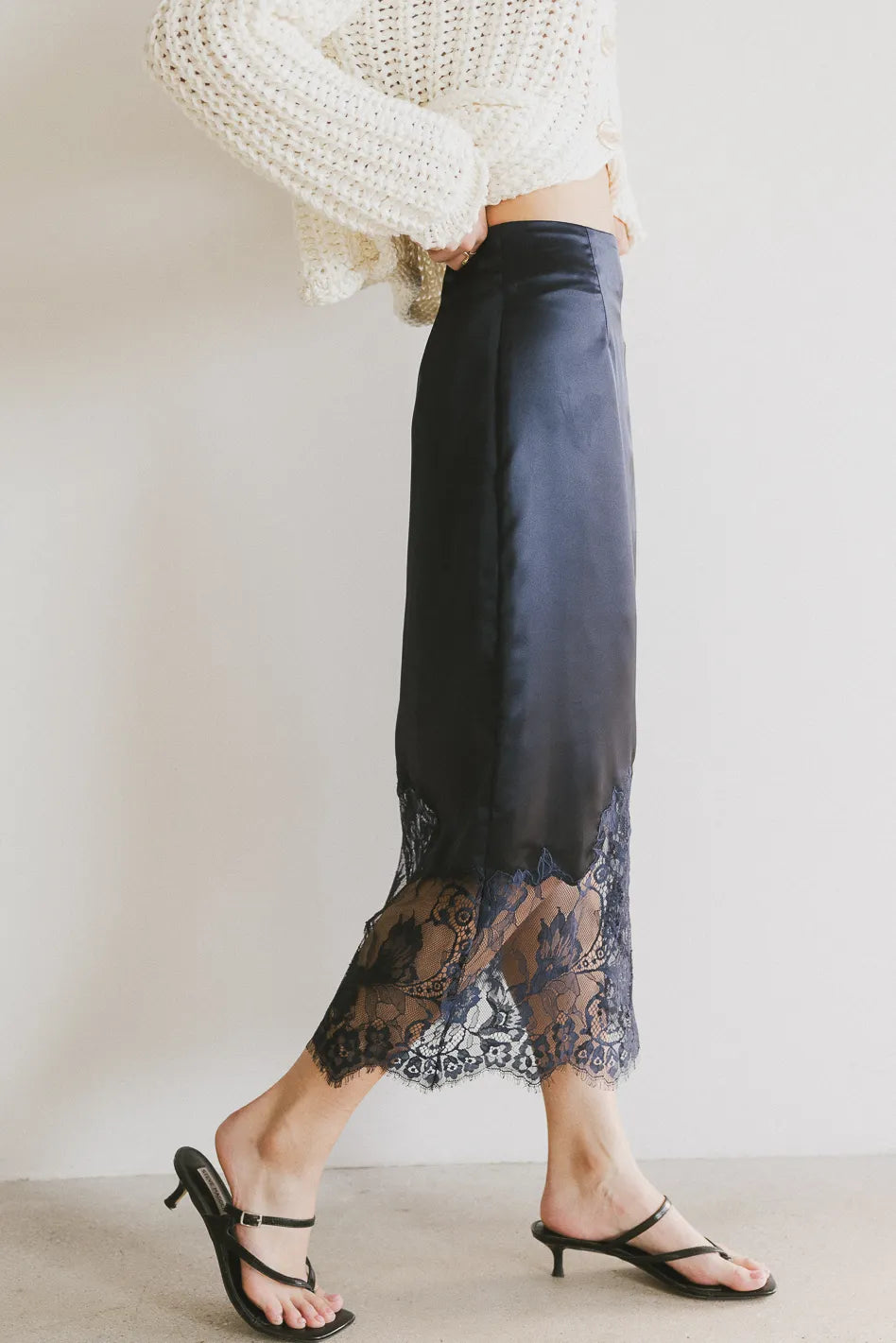 Frankie Asymmetrical Skirt for Women - Navy Blue High Waist Flowy Midi Skirt | Trendy A-Line Skirt for Casual Wear, Office & Date Night Outfits