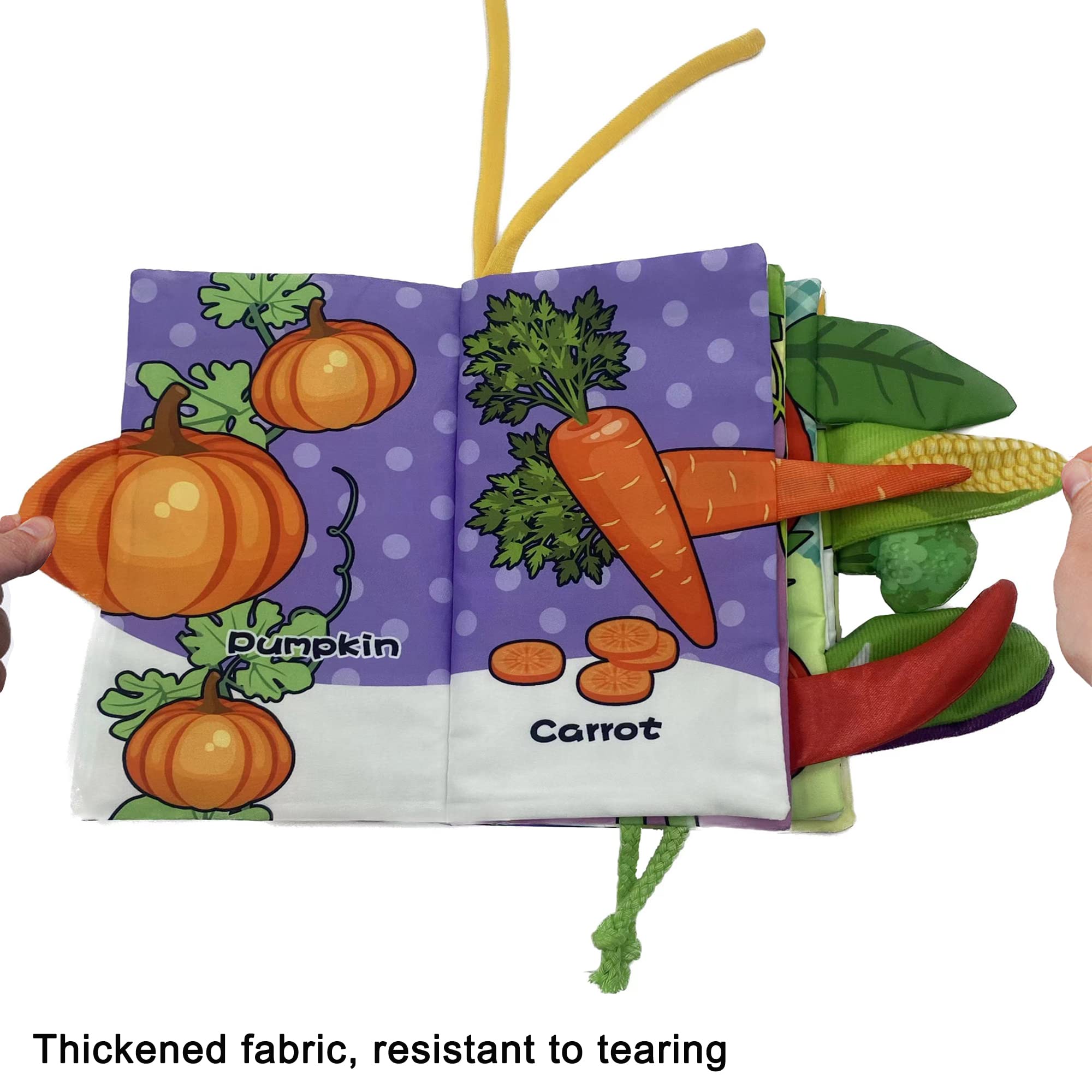 Soft Fabric Baby Books - Touch & Feel Crinkle Cloth Books for 0-12 Months | Early Learning Sensory Toys for Babies | Perfect Shower Gift for Boys & Girls | Educational Vegetable-Themed Infant Toys for Ages 0-2 | Great for Tummy Time, Bedtime & Travel Play