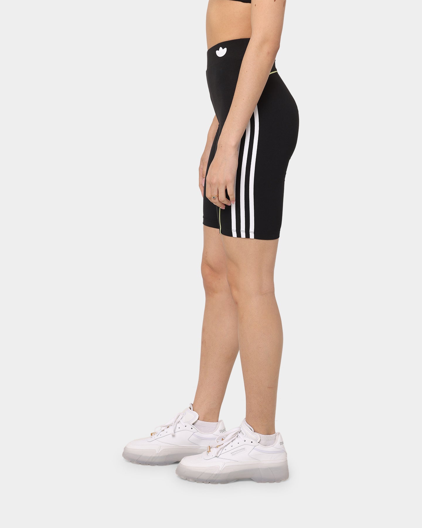 Adidas Women's High Waist Contrast Bike Shorts - Black - Workout, Running, Yoga & Gym Athletic Shorts
