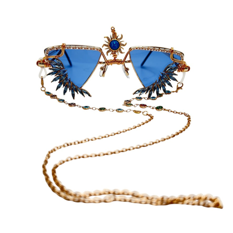 CRYSTAL BLUES Necklace with Chain - Elegant Blue Crystal Pendant for Women, Perfect for Parties, Weddings & Everyday Wear