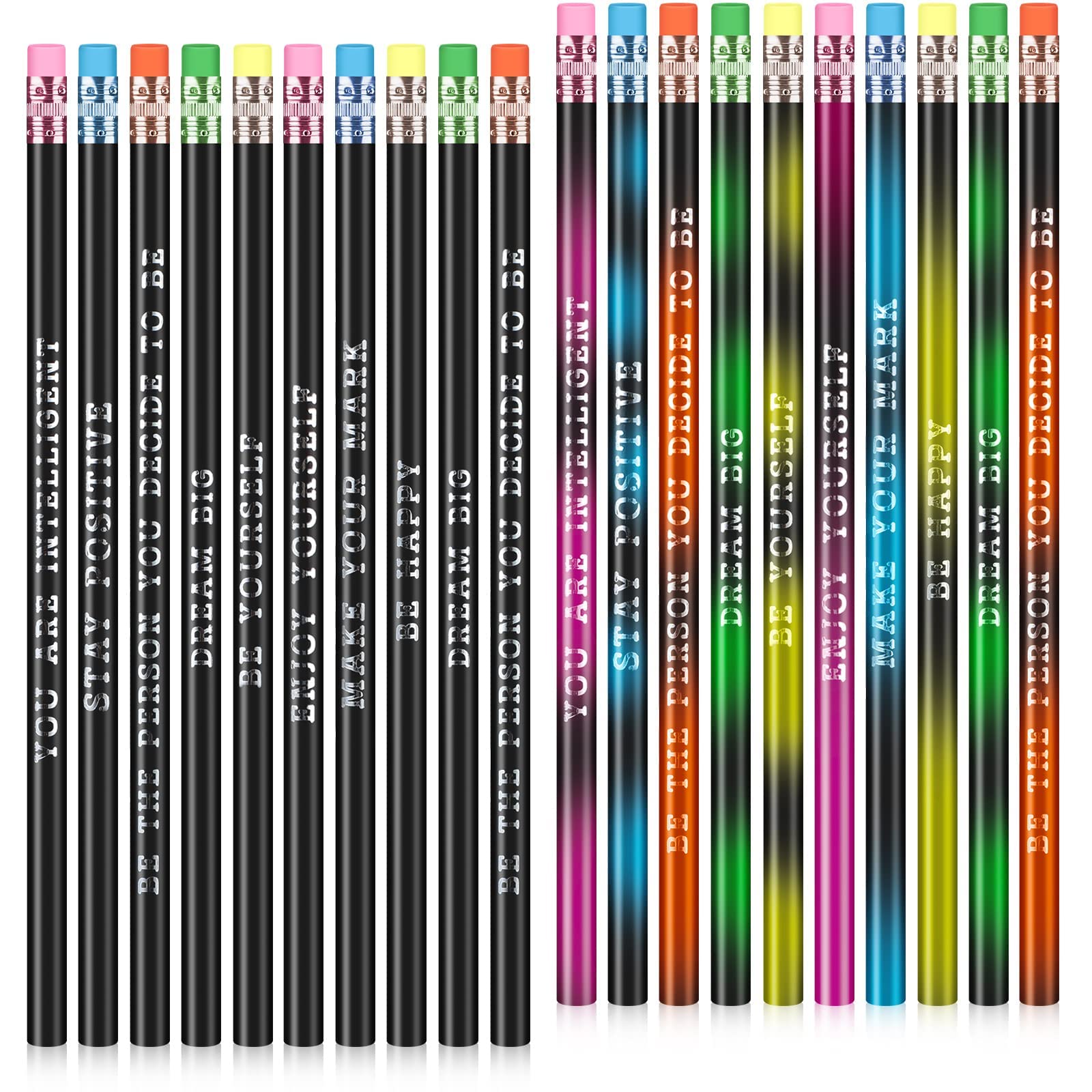 60 Pcs Personalized Name Pencils - Inspirational Motivational Pencils for Students, Color Changing Heat Activated Mood Pencils for Kids School Supplies (Black) - Perfect for Classroom Gifts, Study Motivation & Creative Writing