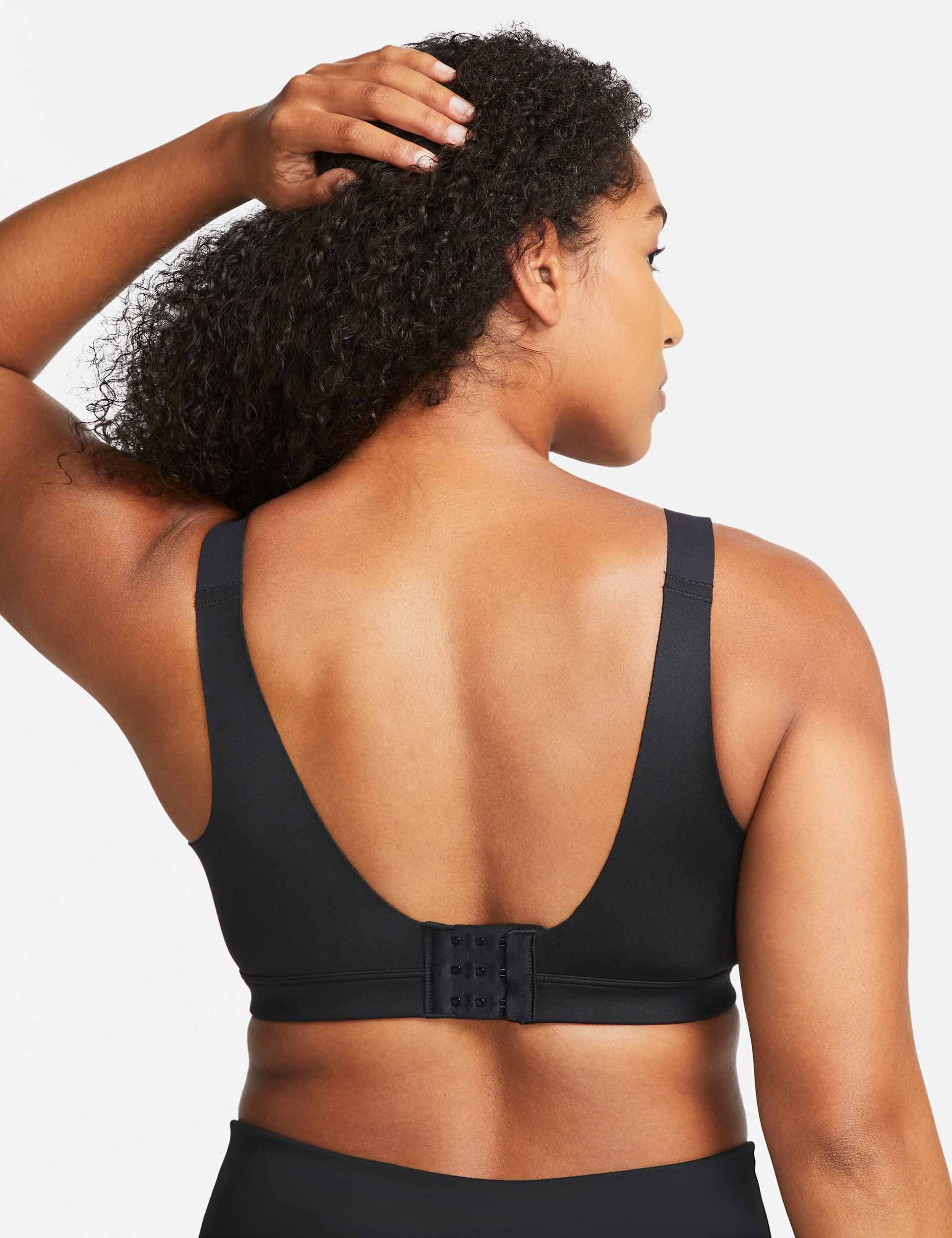 Nike Dri-FIT Alpha Sports Bra for Women - Black/Dark Smoke Grey - High Support Workout Bra for Running, Yoga & Gym