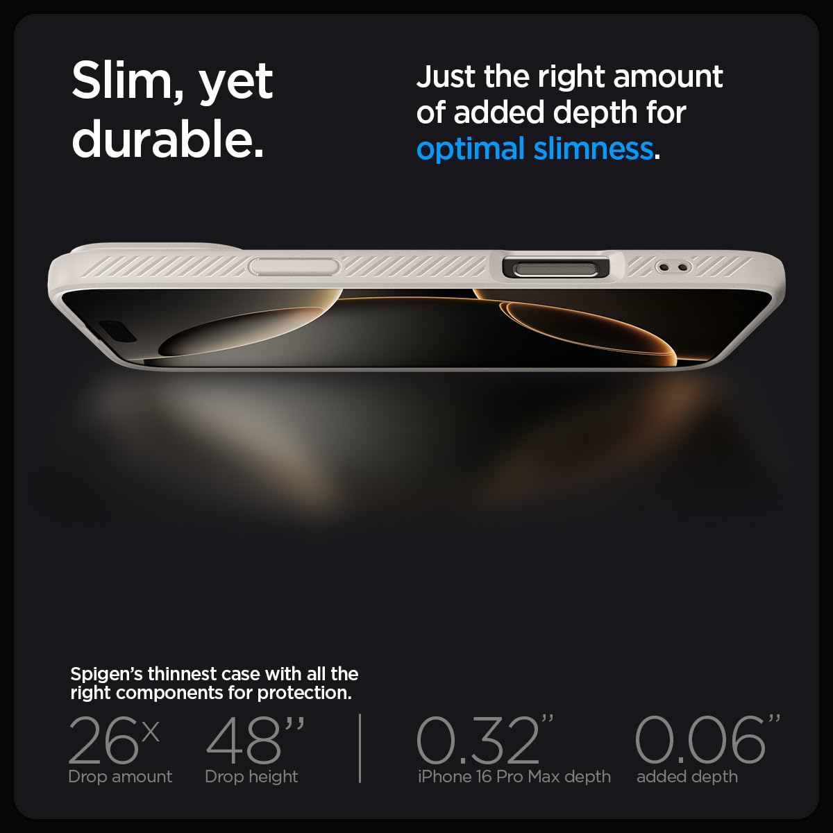 Spigen Liquid Air Armor Case for iPhone 16 Pro Max (2024) - Slim Protective Cover with Military-Grade Protection | Perfect for Everyday Use, Travel & Outdoor Activities | Compatible with Apple iPhone 16 Pro Max in Natural Titanium