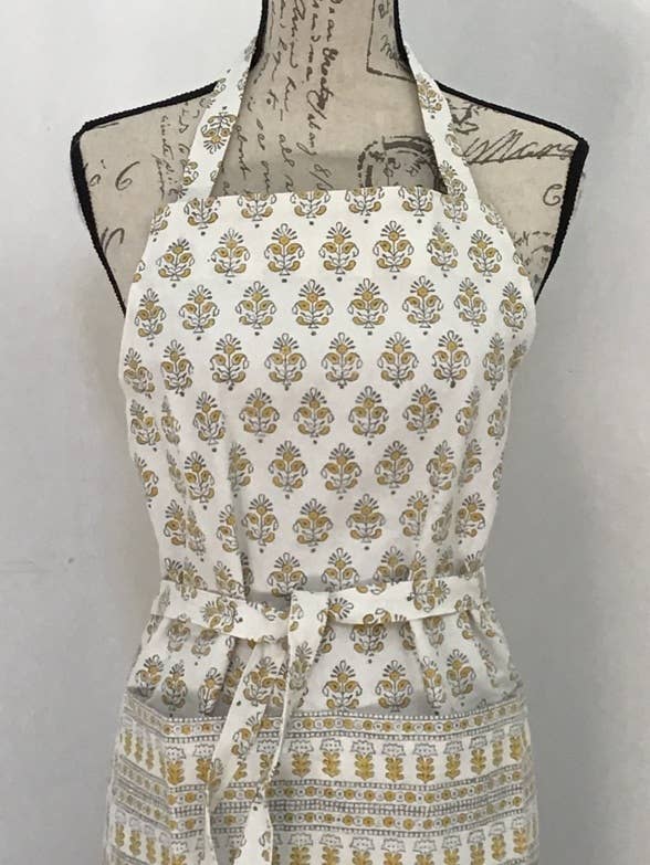 Handmade Alwar Block Print Cotton Apron - Stylish & Durable Kitchen Apron for Cooking, Baking & Crafting - Perfect for Chefs, Bakers & DIY Enthusiasts